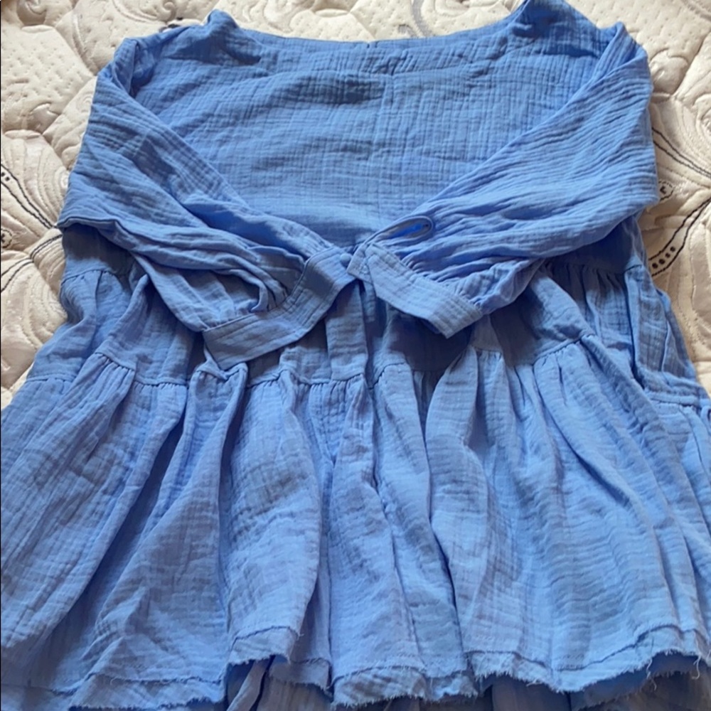 Free People Blue Raw Hem Tunic